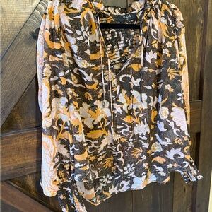 O.P.T Women's Floral Print Blouse - Black and Orange